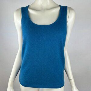 Neiman Marcus Cashmere‎ Tank Top Women M EUC Sleeveless Stretch Scoop Neck Blue